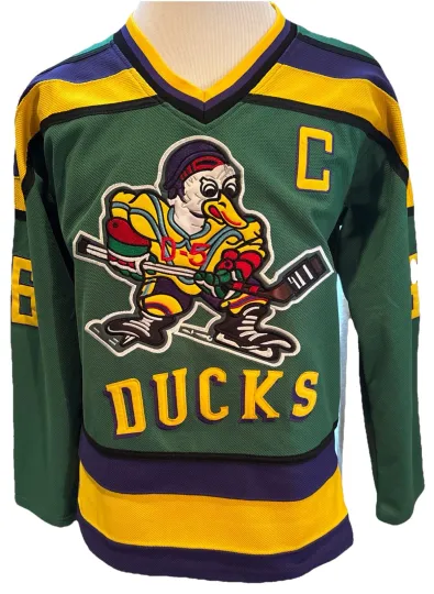 Discover Mighty Ducks D-5 Movie Charlie Conway Green Hockey Jersey Size S.         P19294