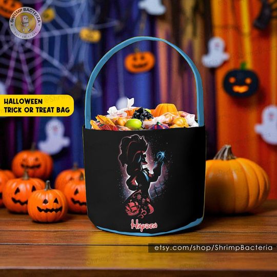 Discover Maleficent and Hades Villains Halloween Basket, Disney Villain Trick or Treat, Halloween Candy Bag, Pumpkin Bucket for Kids, Halloween Gifts