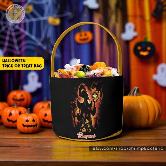 Discover Jafar Disney Villains Halloween Trick or Treat Basket, Disney Villain Trick or Treat, Halloween Candy Bag, Bucket for Kids, Halloween Gifts