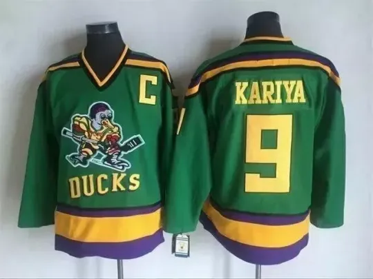 Discover Movie Paul Kariya #9 Mighty Ducks hockey Jersey Youth/Mens Stitched Custom S-6XL