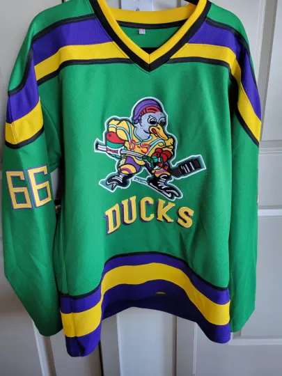 Mighty Ducks Movie Hockey Jersey #66 Gordon Bombay Green Stitched