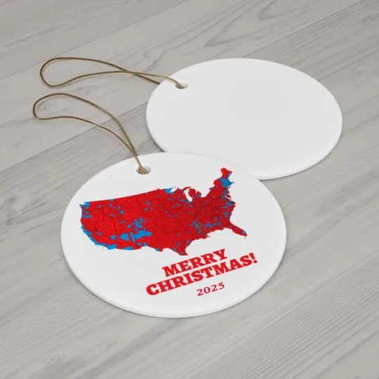 Discover USA Election Result Map Merry Christmas Circle Ornament