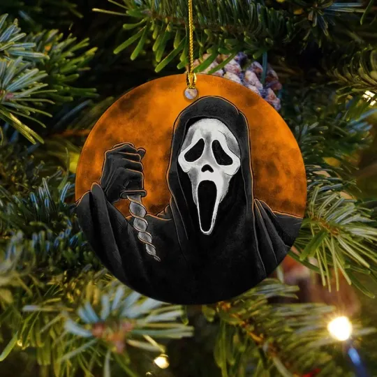 Horror Fans Scream Fans Love Ghostface Halloween Circle Ornament