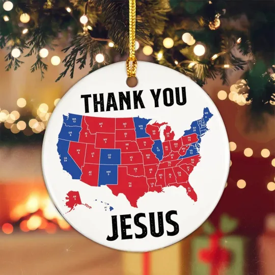 Discover Election Results Map Thank You Jesus Christians Christmas Ornament