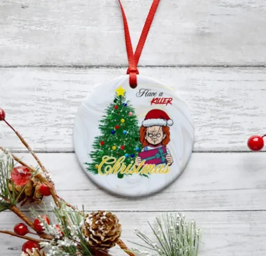 Horror Chucky Have A Killer Christmas Circle Ornament