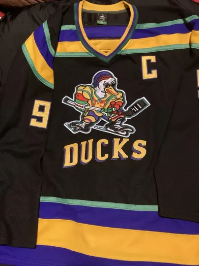 Discover CHARLIE CONWAY Disney Mighty Ducks #96  VTG Movie Ice Hockey Jersey XL Black