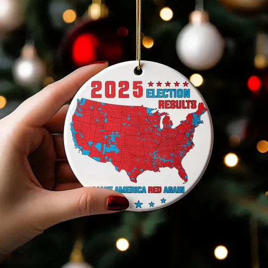 Discover 2025 Election Results Map Make America Red Again Circle Ornament