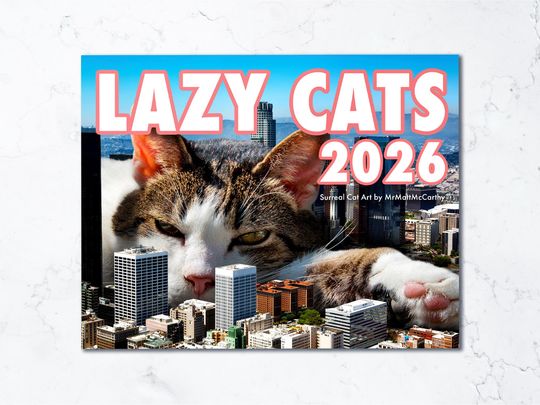 Discover LAZY CATS CALENDAR 2026, Cat Wall Calendar, Cat Gift, Original Cat Art, Cat Lady, Kitty Gift, Cute Cat Gift, Surreal, Cat Lover Gift Idea
