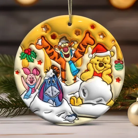 Christmas Is Coming Happy Christmas Season Winnie The Pooh Circle Ornament