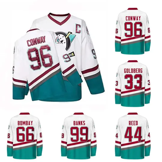 Discover Men Mighty Bombay Conway Banks Hockey Jersey White Custom Names