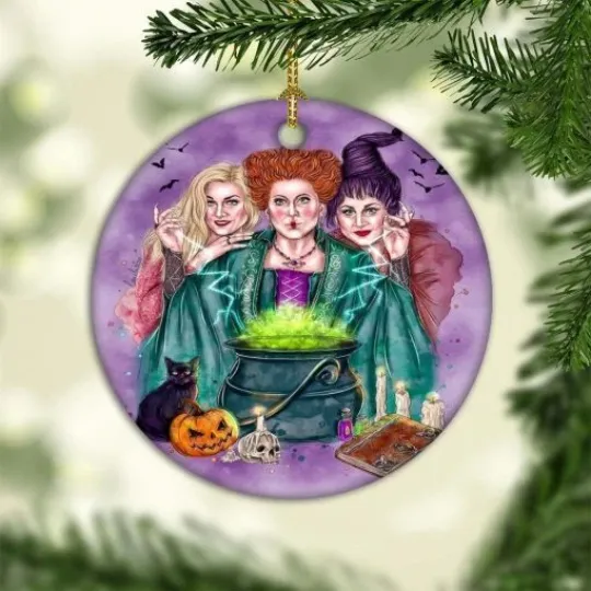 Witches Cute Halloween Sanderson Sisters 2025 Christmas Circle Ornament