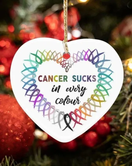 Discover Colorful Ribbons Cancer Svcks In Every Colour Heart Ornament