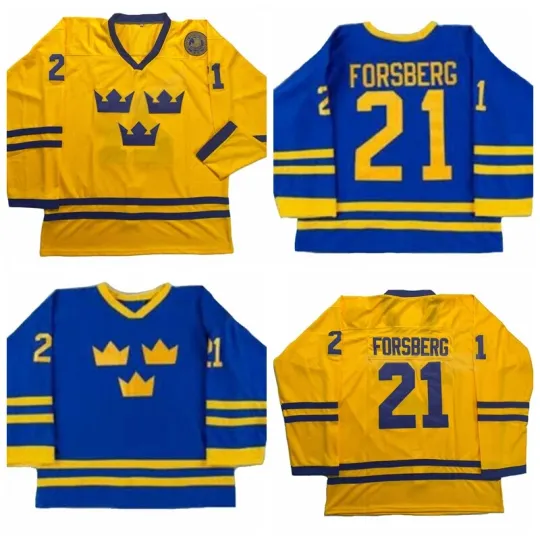 Discover Retro 2002 Peter Forsberg #21 Hockey Jersey Youth/Men Stitched Custom Name S-6XL