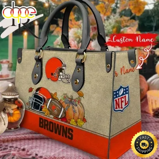 Discover Personalized Cleveland_Team Browns Autumn Leather Bag, Custom Leather Bag