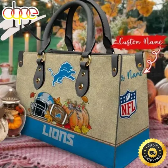 Discover Personalized Detroits Team_Lions Autumn Leather Bag, Custom Leather Bag