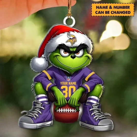 Discover Personalized Minnesota Football Team Vikings funny character Christmas Ornament Gift