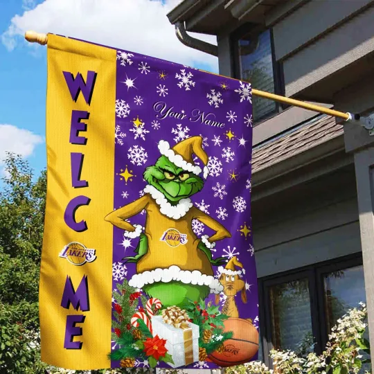 Personalized Los Angeles Team Lakers Christmas Garden Flags Gifts For Fans