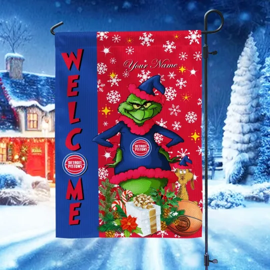 Personalized Detroit Team Pistons Christmas Garden Flags Gifts For Fans
