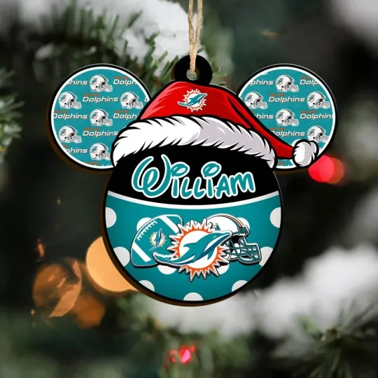 Discover Personalized Miami Team Dolphins Sport Christmas Ornament, For Football Fan