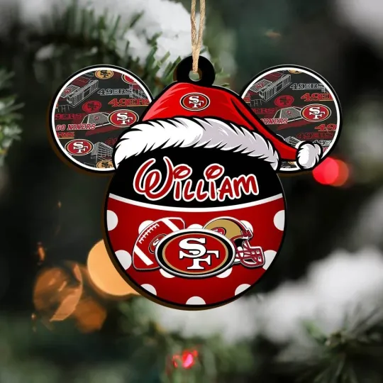 Personalized San Francisco Team 49ers Sport Christmas Ornament, For Football Fan