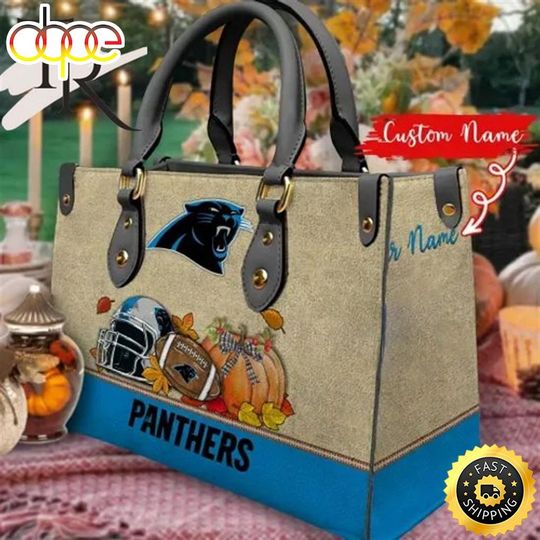 Personalized Carolina Team Panthers Autumn Leather Bag