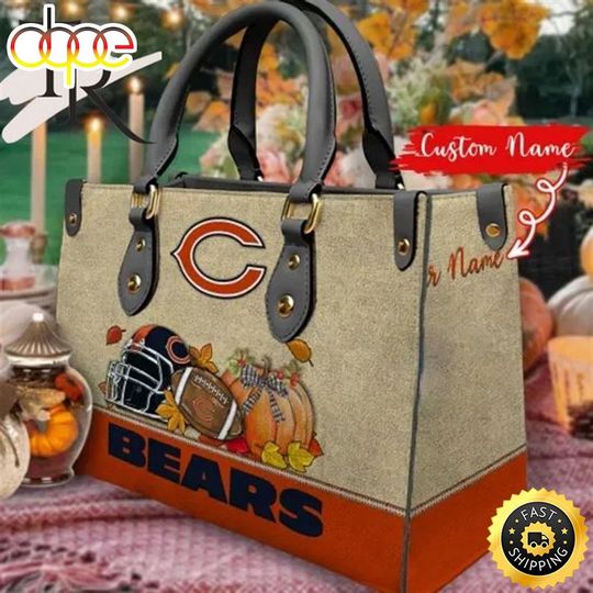 Personalized Chicago Team Bears Autumn Leather Bag