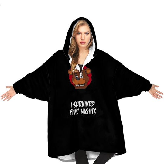 Five Nights At Freddy's Black Character Blanket Hoodie