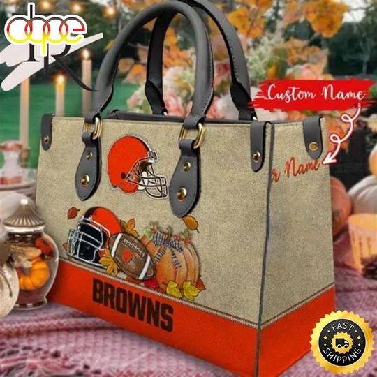 Personalized Cleveland Team Browns Autumn Leather Bag