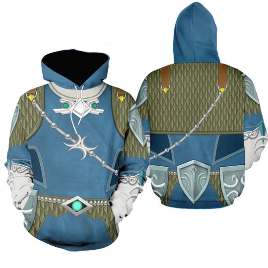 Zora Armor Costume Hoodie, Legend Of Zelda Characters Cosplay Hoodie, Zora Armor Joggers, Breath Of The Wild, Halloween Gaming Costume