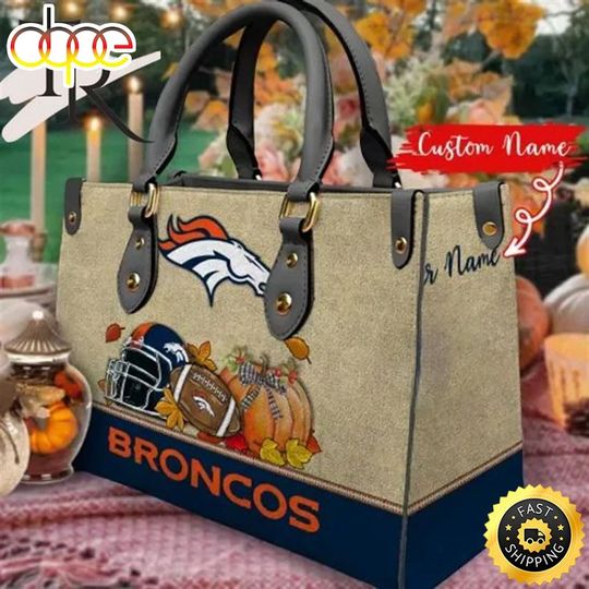 Personalized Denver Team Broncos Autumn Leather Bag