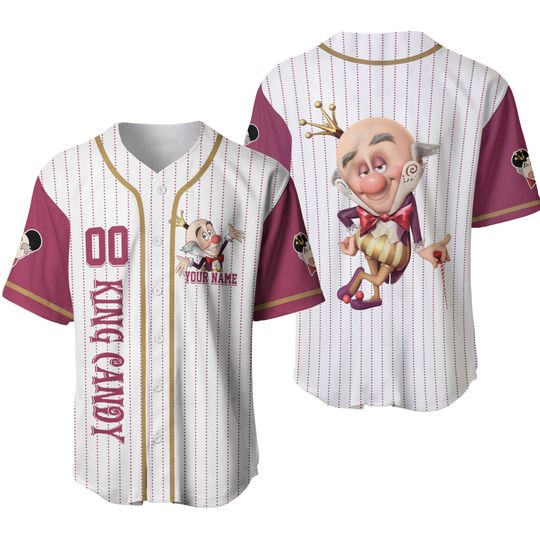 Custom King Candy Baseball Jersey, Wreck-It Ralph Jersey Shirt, Villain Baseball Jersey Team, Wreck It Ralph Shirt, Magic Kingdom Shirt