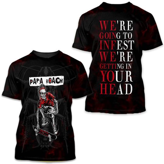 Papa Roach Rise Of The Roach 2025 Tour 3D Shirt Unisex Tee Gift Fan