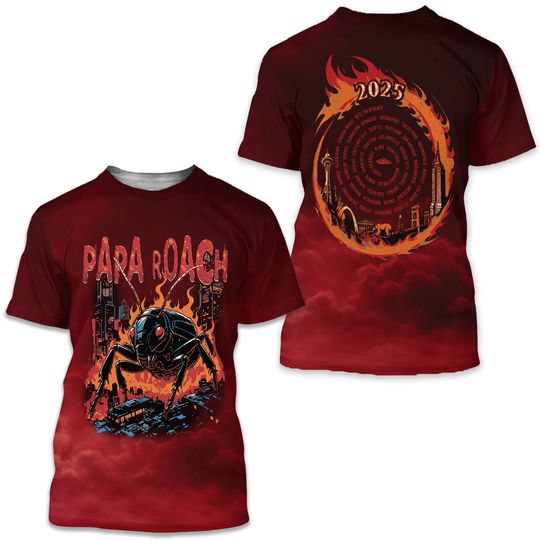 Papa Roach tour 2025 AOP 3D T-Shirt Polyester