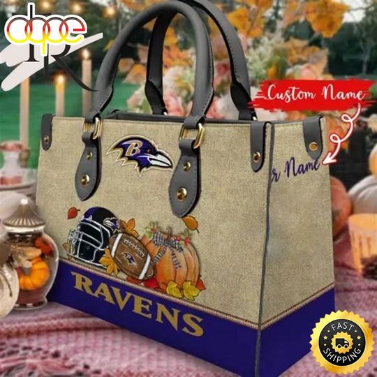 Personalized Baltimores Team Ravens Autumn Leather Bag
