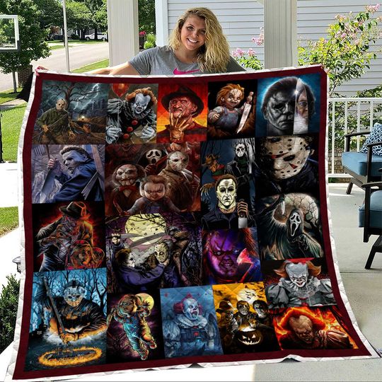 Scary Movie Blanket, Best Horror Movies Quilts Blanket, Halloween Movies Gifts