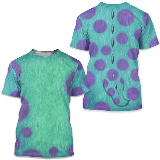 Sulley Monsters Inc 3D Shirt, Big Green And Purple Monster Costume Shirt, Funny American Monster Character Cosplay Tee, Halloween Giftt