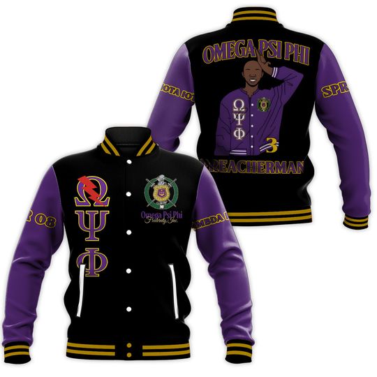 Omega Psi Phi Custom Chapter Varsity Jacket, Personalized Black Omega Psi Phi 1911 Fraternity Jacket, Divine Nine Greek Apparel for Him