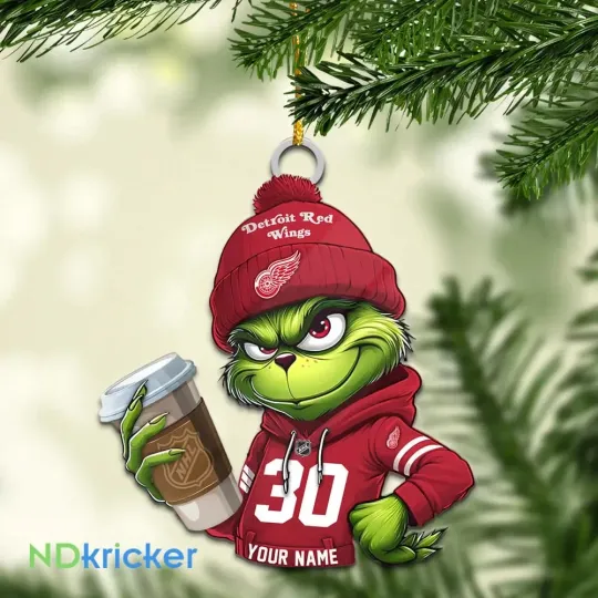 Personalized Detroit Red Team Wings Sport Christmas Ornament, For Hockey Fan