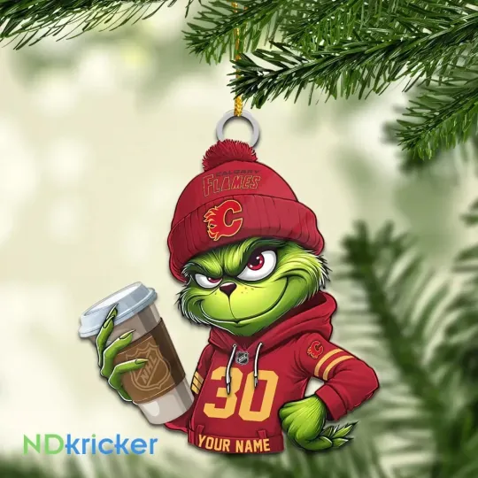 Personalized Calgary Team Flames Sport Christmas Ornament, For Hockey Fan