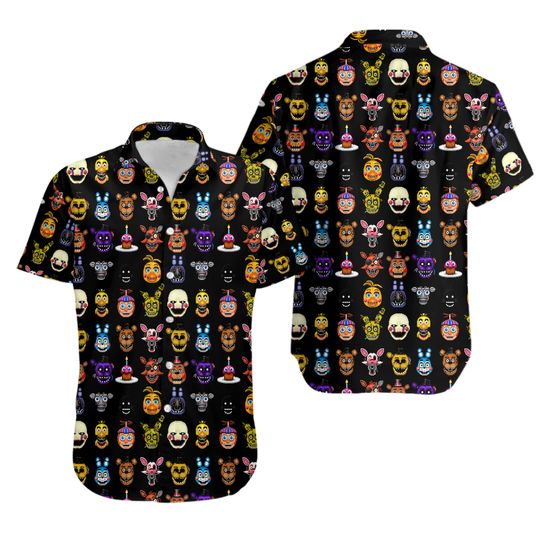 Five Nights At Freddy'S Hawaiian Shirt, Five Nights Shirt, Horror Game Button Up