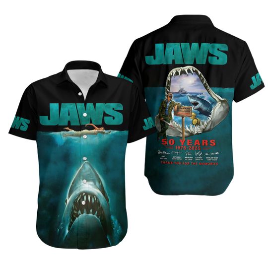 Jaws 50th Anniversary 1975-2025 Memories 3D Hawaiian Shirt