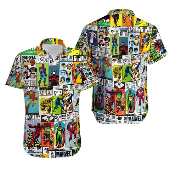 Marvel Superheroes Comics Hawaiian Shirt Casual Button Shirt Unisex Adults S-5XL