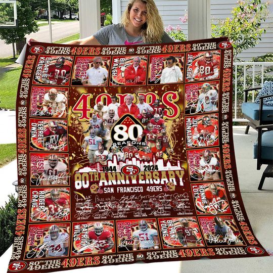 The 49Ers 80th Anniversary 1944-2024- Throw Blanket