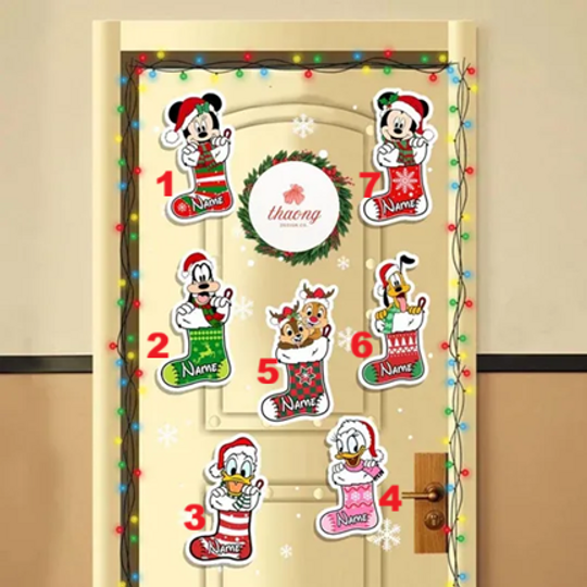 All character Christmas stocking Disney Cruise Line magnet, Mickey & friends princess Stitch toy story Cruise magnet, Very Merrytime Cruise