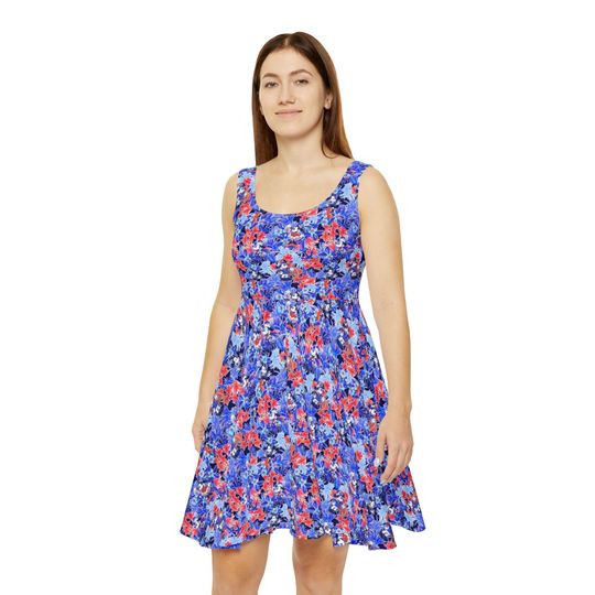 Discover Navy Floral Disney Cruise - Women's Skater Dress (Made in USA)