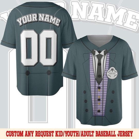 Discover Haunted Mansion Ghost Host Baseball Jersey,Haunted Mansion Fan Cosplay Tshirt, Ghost Host Costume Shirt, Disney Halloween Outfit  OHU405