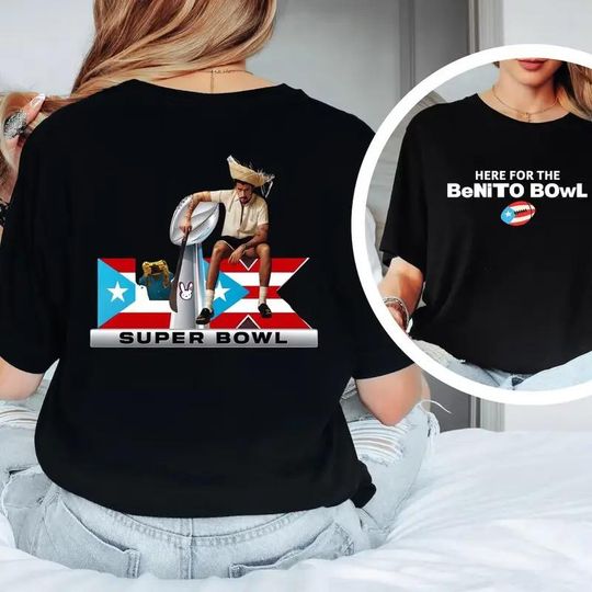 Benito Bowl Shirt, Bad Bunny Halftime Shirt, Puerto Rican Football Tee, Bunny Ears Graphic T-shirt