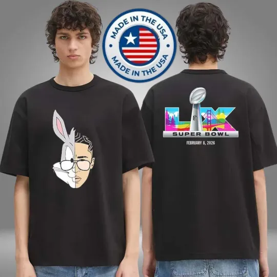 Discover Bad Bunny x Super Bowl 2026 Logo Unisex Double Sided T-Shirt