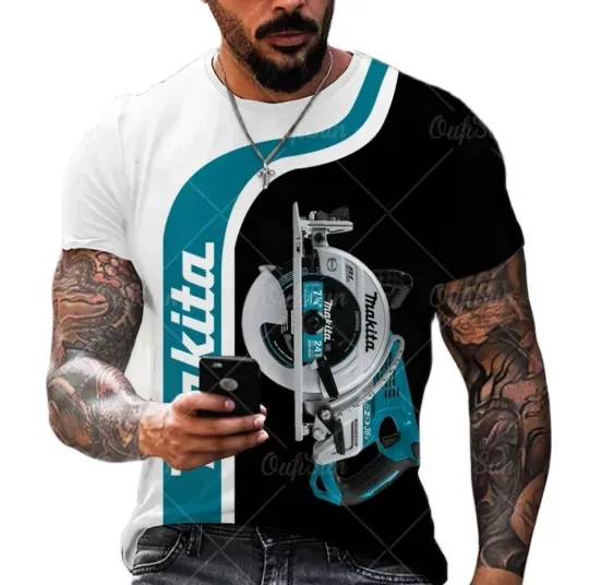 Summer Men Makita Tools 3D Print T-Shirt Casual Loose Fit