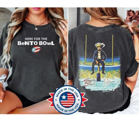 Discover Benito Bowl Vintage Puerto Rico Football Bad Bunny Double Sided T-Shirt